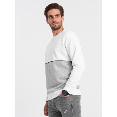 Ombre Clothing Мъжки суитшърт OVERSIZE в контрастна цветна комбинация - бял и сив V1 B1673 Ombre Clothing Ombre Clothing | Siv | МЪЖЕ | S