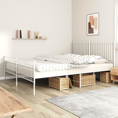 Petrashop 350956 Kovový rám postele s hlavovým a nožním čelem Bílá