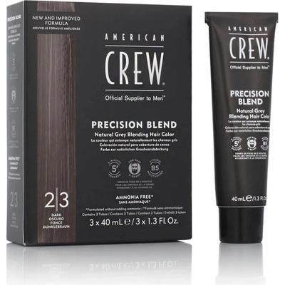 American Crew Precision Blend - bezamoniakové pánske farby na vlasy a bradu, 3 x 40 ml Blend Dark 2-3 - čierna