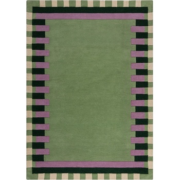 Flair Rugs Зелено-лилав ръчно изработен вълнен килим 200x290 cm Kai Wool Border - Flair Rugs (503119376939)