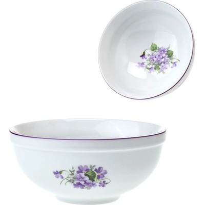 Český porcelán Dubí Miska na polévku fialky 17 cm
