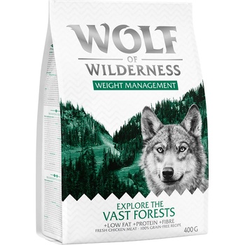 Wolf of Wilderness 400г Explore The Vast Forest - Weight Management Wolf of Wilderness, суха храна за кучета, с пиле