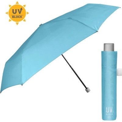 Дамски неавтоматичен чадър Extra Slim чадър с UV50 защита Perletti Time 26409, Пастелно син