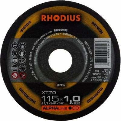 RHODIUS Extra tenký řezný kotouč XT70 115 x 1,0 x 22,23 ALPHAline 207436
