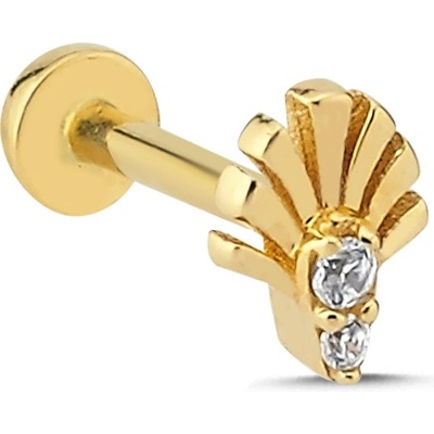 Lillian Vassago Zlatý piercing labreta palmový list zdobený zirkony LLV92-GPI057LB