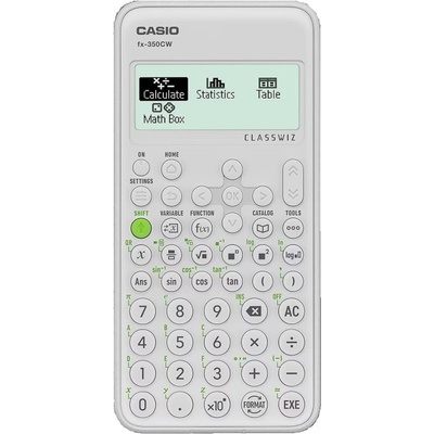 Casio Калкулатор Casio FX-350 CW, 4 разряден дисплей, научен, 290+ функции, V. P. A. M естествена алгебрична логика, бял (FX-350 CW)