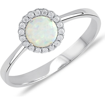 Lillian Vassago Prsten v bílém zlatě s opálem a zirkony, LLV11-WOWR-002/3