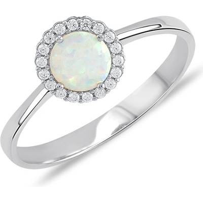 Lillian Vassago Prsten v bílém zlatě s opálem a zirkony, LLV11-WOWR-002/3