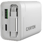 CANYON charger OnCharge 65RC Build-In Cable USB-C 65W 1xPD 1xQC EU White (CNS-CURC65ACW) - Allstore