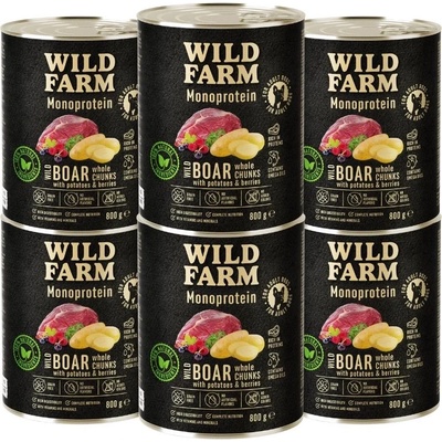 WILD FARM Монопротеинова храна за кучета Wild Boar 6x800g, хипоалергенна