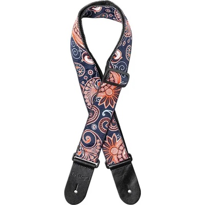 Stagg Колан за китара плетен STAGG Paisley pattern, червено и синьо