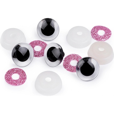 Prima-obchod Oči glitrové s pojistkou Ø20 mm, barva 5 růžová světlá