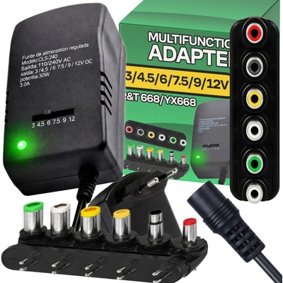 RETOO UNIVERZÁLNÍ VÍCEFUNKČNÍ NAPÁJECÍ ADAPTÉR 7X ZÁSTRČKA NABÍJEČKA PRO DC 12V ZAŘÍZENÍ