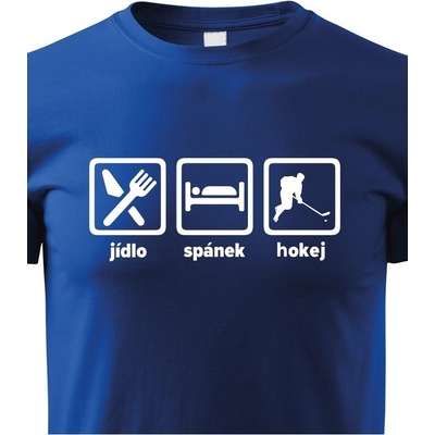 tričko Jídlo spánek hokej Modrá