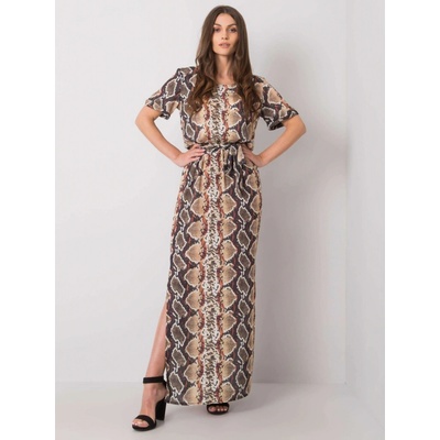 Dlhé šaty s imitáciou hadej kože LK-SK-507343.07P beige