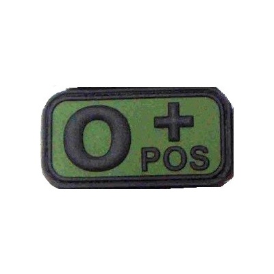 NÁŠIVKA 3D GUMENÁ KRVNÁ SKUPINA 5,0 x 2,5 CM OLIV ZELENÁ (0 POZITÍV)