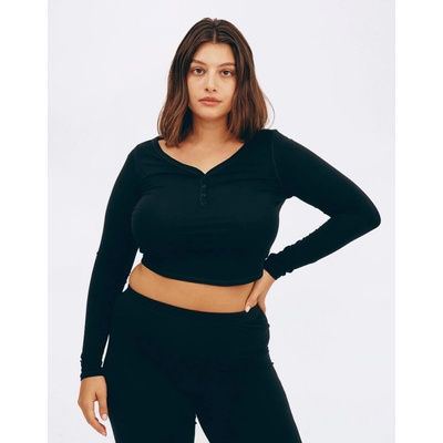 Organic Basics Core Sport Henley Long-Sleeve Tee Black