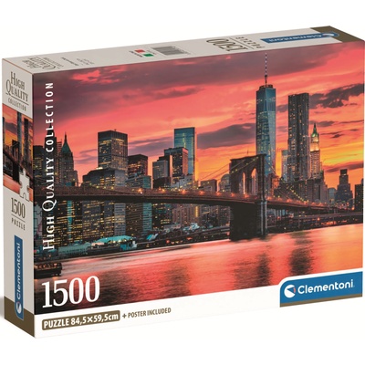 Clementoni Пъзел Clementoni от 1500 части - Залез над Ийст Ривър (31712)