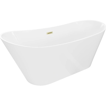 Mexen Dora самостоятелна вана 150 x 75 см, бяла, преливник златно матирано (52071507500-55)