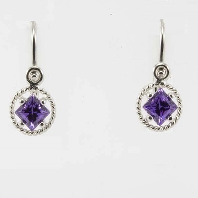 Zlatnictví U Kostela dětské náušnice s fialovým kamínkem 236096907F