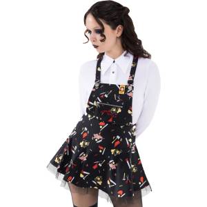 KILLSTAR дамска рокля KILLSTAR x CHUCKY - It's Time To Play Pinafore - Черна - KSRA010957