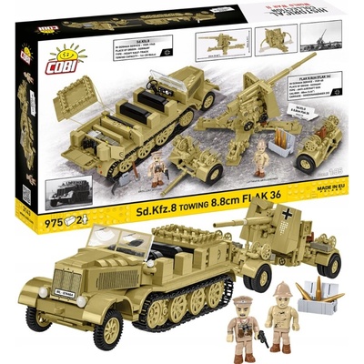 Cobi 3143 II WW Sd. Kfz. 8 ťahajúce 8,8 cm Flak 36, 1:35, 975 k, 2 f