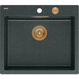 Quadron Unique Morgan 110 черна - медна композитна вградена мивка 57x50 см (HB8304U8-C1_P2O) Мивка за вграждане