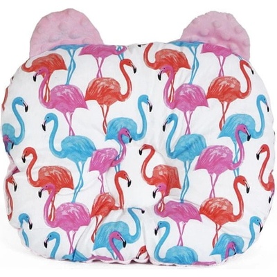 Baby Nellys Oboustanný polštář s oušky Plameňák minky 30x35