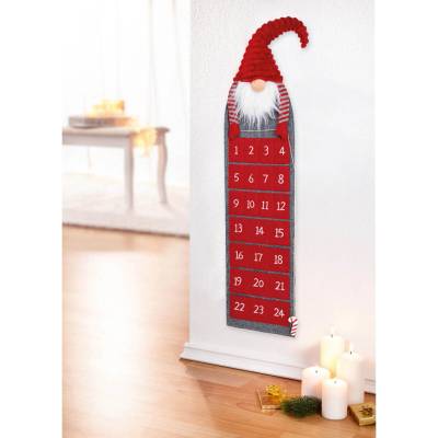 G. Wurm Nástenný adventný kalendár Elf, červený š 25 × h 10 × v 125 cm