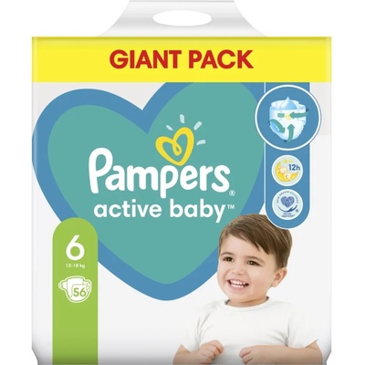 Pampers Active Baby Size 6 еднократни пелени 13-18 kg 56 бр