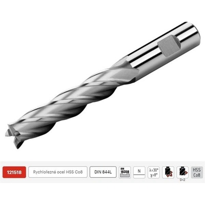 ZPS FN 121518.320 - Fréza na kov pr. 32 x106/186 mm válcová čelní dlouhá, 6-břitá, nesouměrná, HSS-Co8
