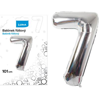 LUMA Balónek foliový č. 7 STŘÍBRNÝ 101 cm