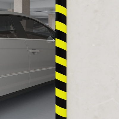 vidaXL Ъглов протектор жълто и черно 4x3x100 см PU (153094)