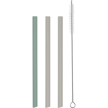 KikkaBoo Сет сламки KikkaBoo Platinum Silicone - Sage, 3 броя (31302050003)