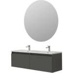ASIR GROUP Комплект окачен долен шкаф 120 см с двойна мивка и LED огледало Asir Zen тъмносив (263LVS1217)