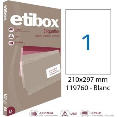 Etikety univerzálne 210x297mm Etibox A4 100 hárkov