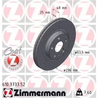 ZIMMERMANN Brzdový kotouč SPORT Z - 296 mm ZIM 610.3733.52
