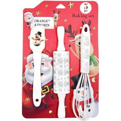 Dortisimo Cukrářská sada stěrka, váleček a šlehací metla bílá s vánočním motivem (3 ks) – Zboží Dáma