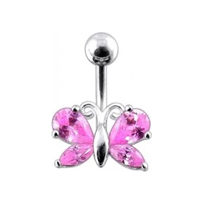 Šperky4U stříbrný piercing do pupíku motýlek BP01207-P