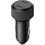 Havit - Зарядно за кола (CC2014) - 2x Type-C, PD30W, 3A, PC, Алуминиева сплав - Черно