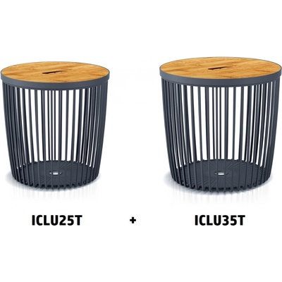 Prosperplast Set 2 univerzálních košů CLUBO s bambusovými víky 25+35l antracit
