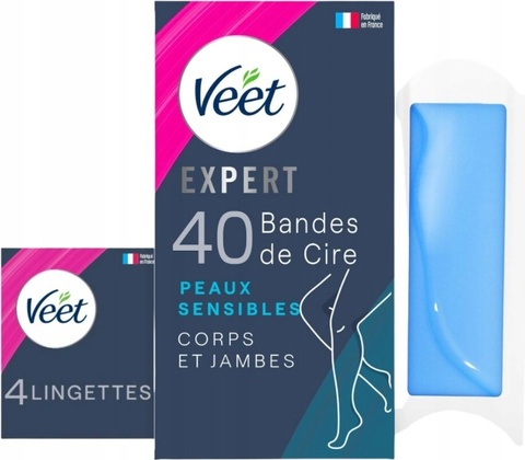 Veet Easy-Gel Obličej depilační voskové pásky pro citlivou pokožku 40 ks