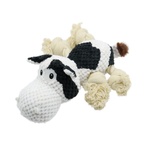 Uniq Pets Plush Dog Toy плюшена крава с въжета и пищялка 27 см