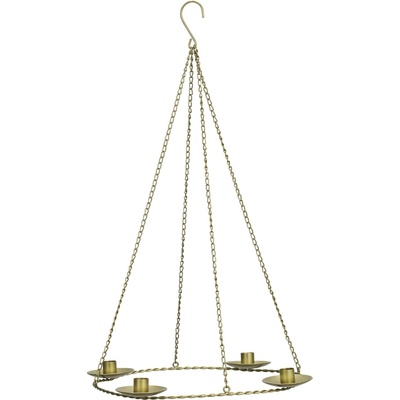 MADAM STOLTZ Závěsný adventní svícen Antique Brass, zlatá barva, kov