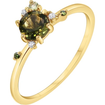 Eppi Cluster zásnubný prsteň s vltavínom zafírom a diamantmi Rosa R47911