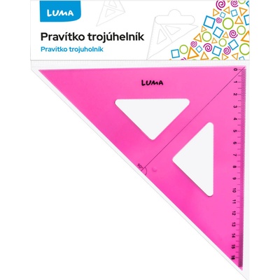 Pravítko trojúhelník s ryskou, červené