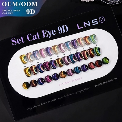 LNS CAT EYE 9D – Sada 12 barev | UV/LED Gel Lak Double Light 15 ml