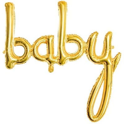 Party Deco Фолиев Балон Надпис ''Baby'', Злато, 73.5x75.5см