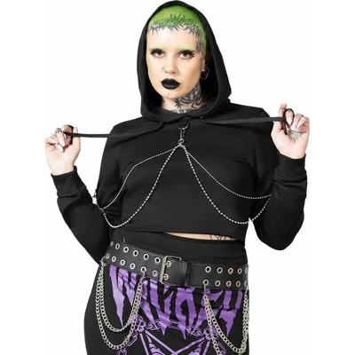 KILLSTAR дамски суичър KILLSTAR - Wicked Crew скъсена кройка - Черен - KSRA007539