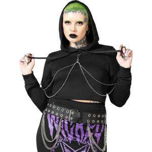 KILLSTAR дамски суичър KILLSTAR - Wicked Crew скъсена кройка - Черен - KSRA007539